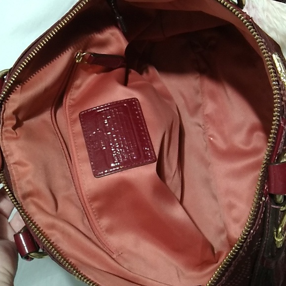 SALE! Auth Coach Sophia Mad Dotted Art Dark Red/Gold Bag & NWT Wristlet Bundle - Picture 13 of 16